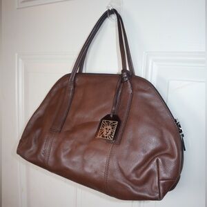 Anne Klein Handbag Dark Red Hand Straps Zippered Pocket Inside 2 Open Pockets